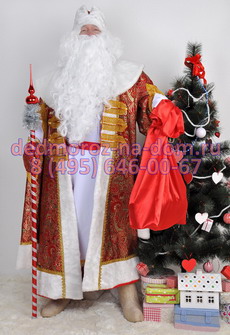 Костюмы Деда Мороза и Снегурочки -  Комплект «Боярский красно-золотой»