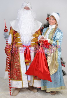 Костюмы Деда Мороза и Снегурочки -  Комплект «Боярский красно-золотой»