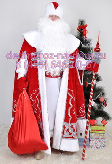 Костюмы Деда Мороза и Снегурочки -  Комплект «Боярский красно-серебристый»