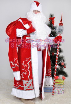 Костюмы Деда Мороза и Снегурочки -  Комплект «Боярский красно-серебристый»